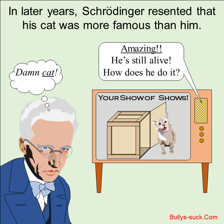 In later years, Schrodinger resented that his cat was more famous than him