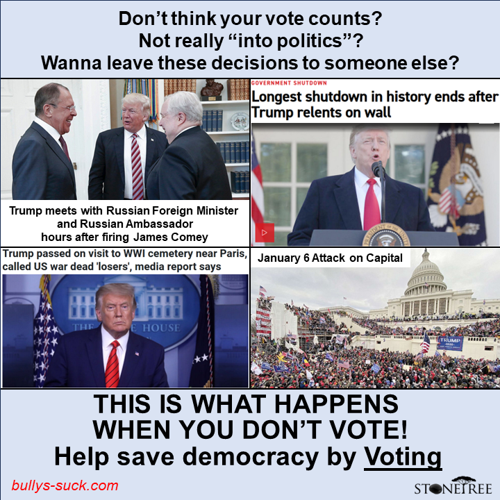 Trump is what you get when you don't vote.  Save democracy - vote!