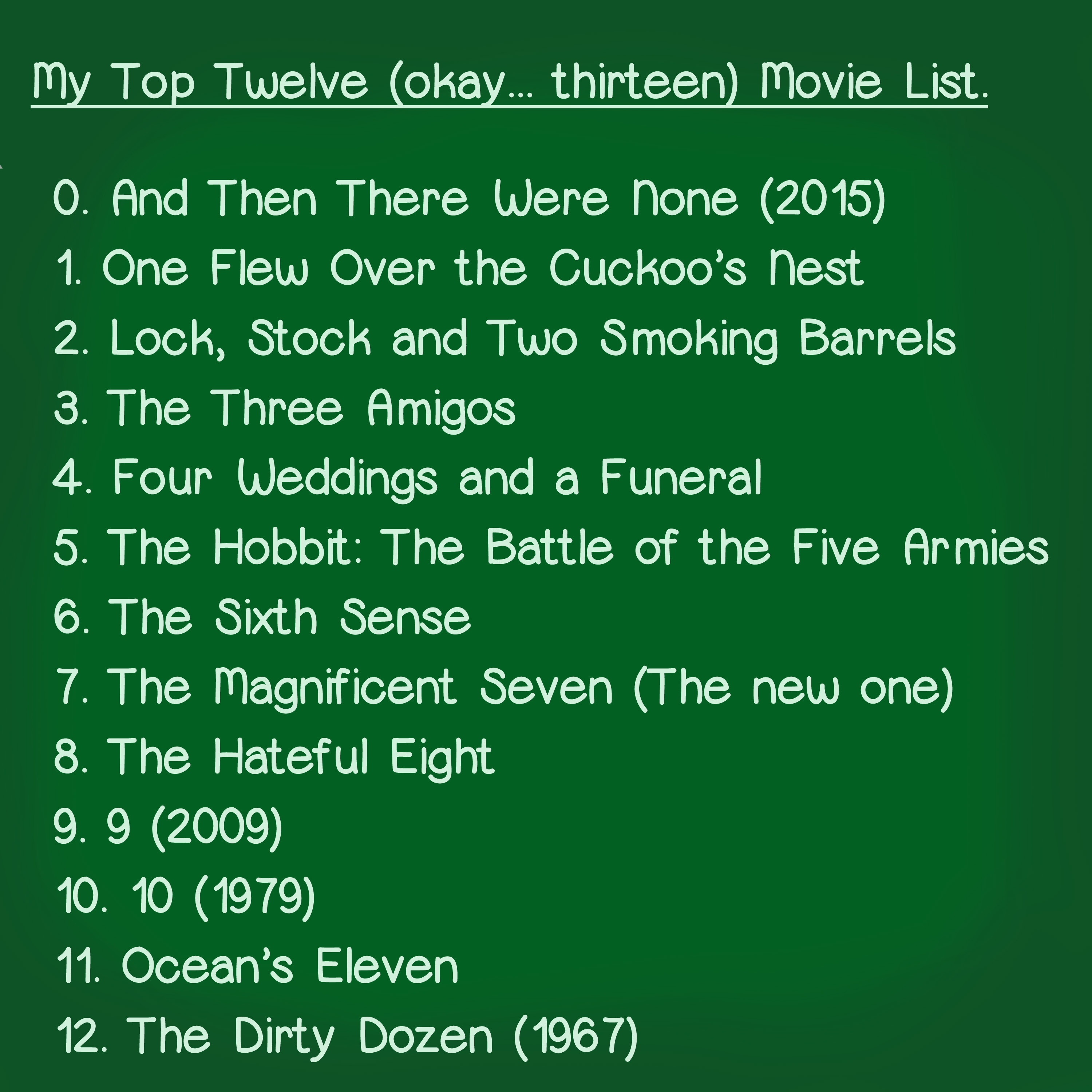 My Top 12 (Ok ... 13) Movie List